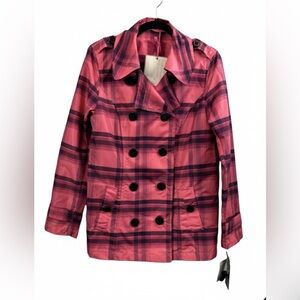 NWT Pink Envelope Plaid Raincoat Trench - Pink & Purple - BCRF Edition